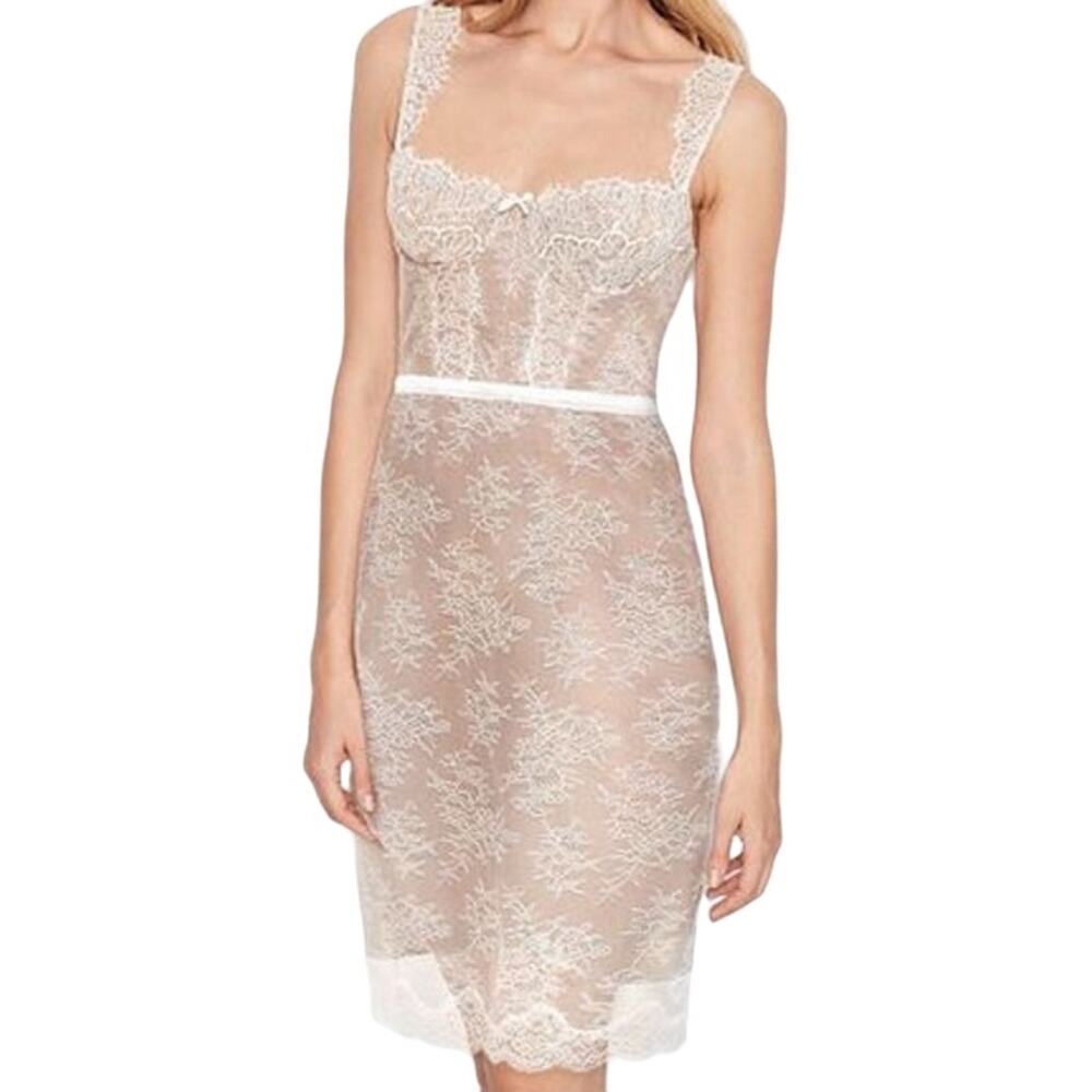 Victoria's Secret Wicked Balconette Lace Slip Dress Mini Boned Underwire White M